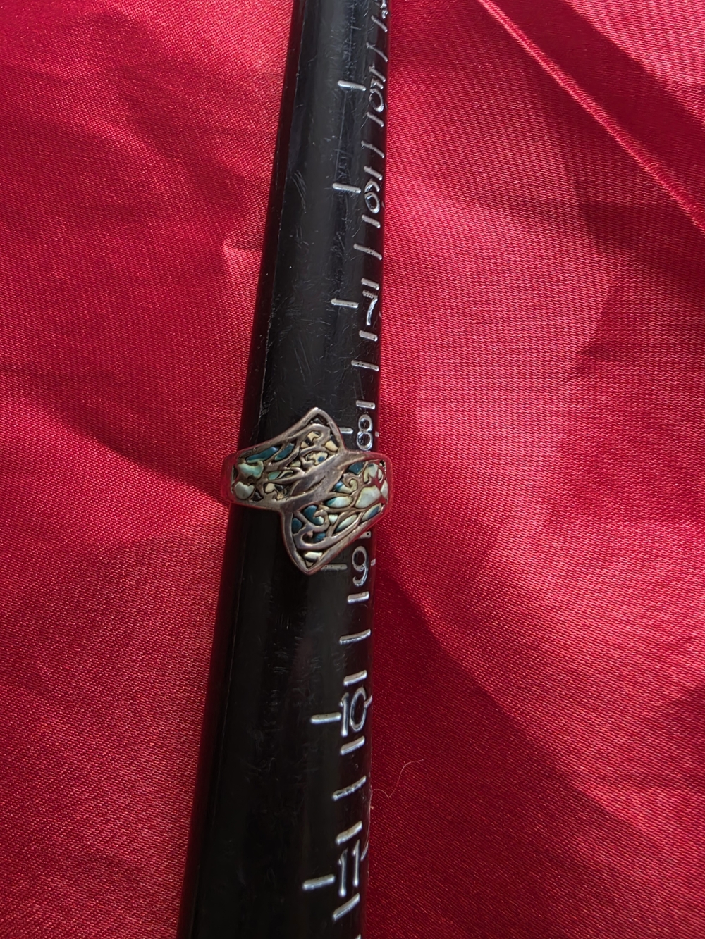 Silver Filigree Wrap Ring with Turquoise Enamel Accents